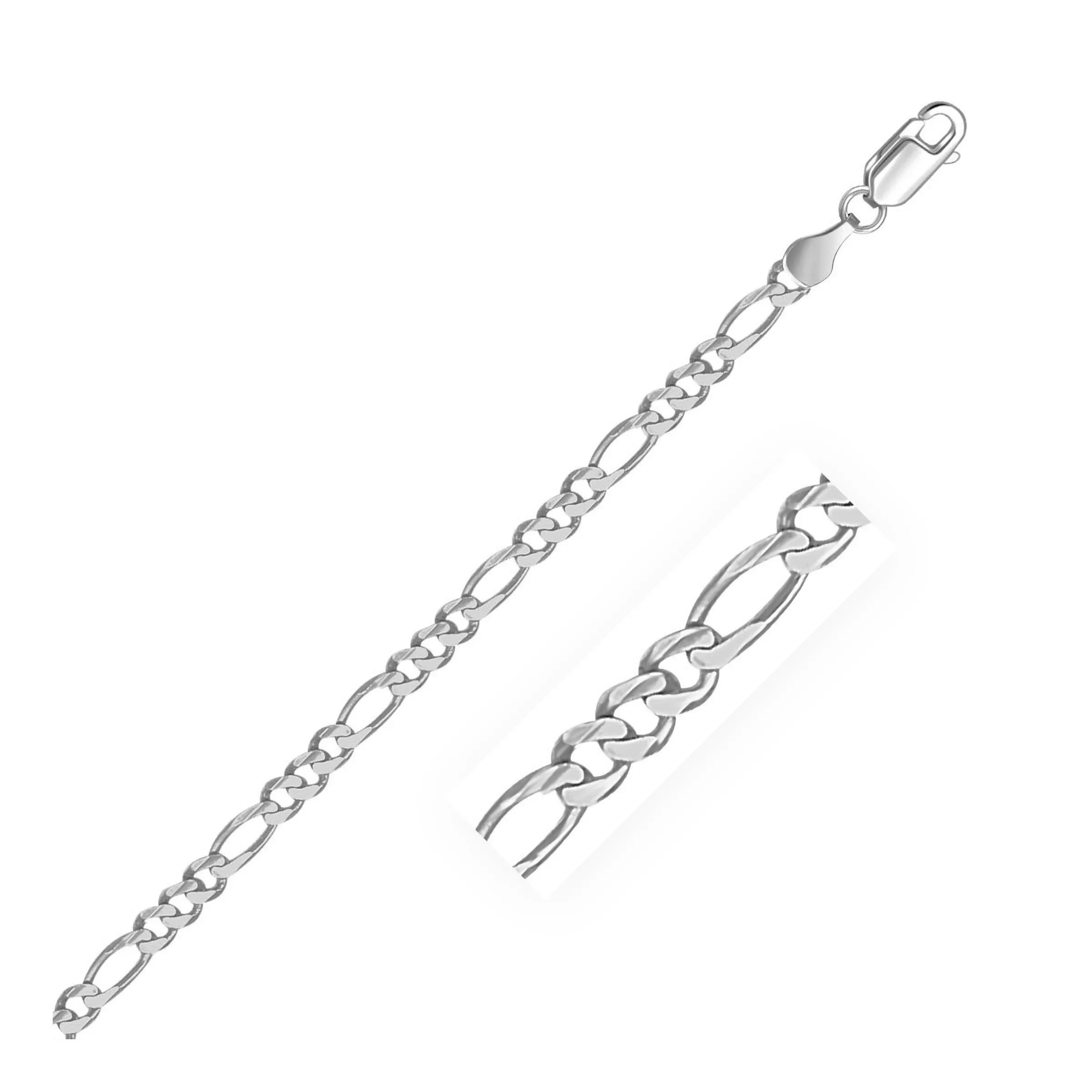 3.8mm 14k White Gold Solid Figaro Chain-rx78364-22
