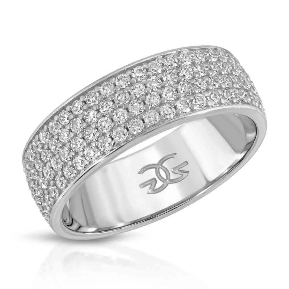 4-Row Micro Diamond Eternity Ring White Gold