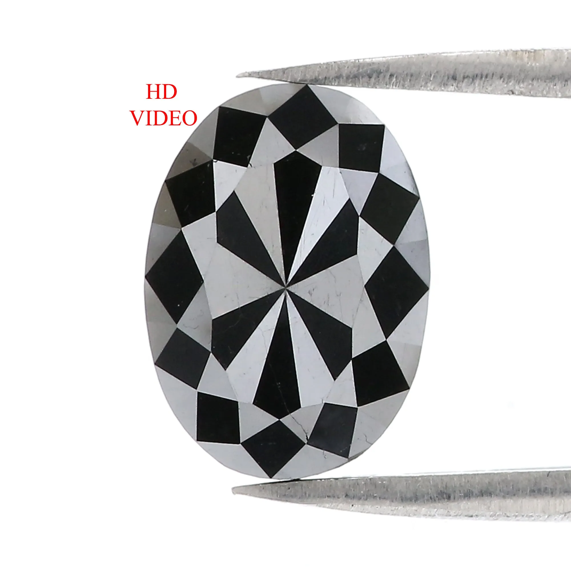 4.62 CT Natural Loose Oval Cut Diamond Black Oval Diamond 11.90 MM Natural Loose Diamond Black Color Oval Shape Rose Cut Diamond