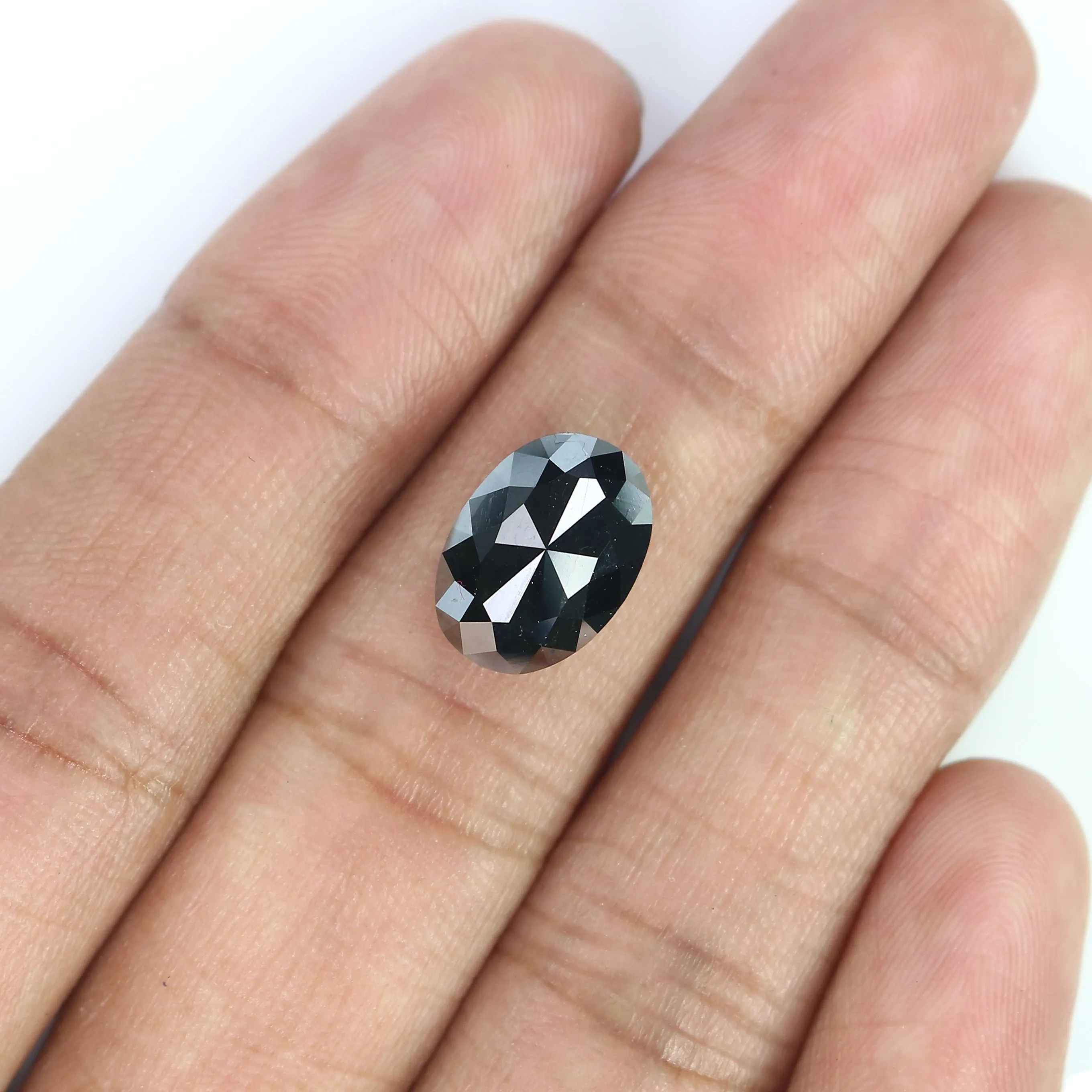 4.62 CT Natural Loose Oval Cut Diamond Black Oval Diamond 11.90 MM Natural Loose Diamond Black Color Oval Shape Rose Cut Diamond