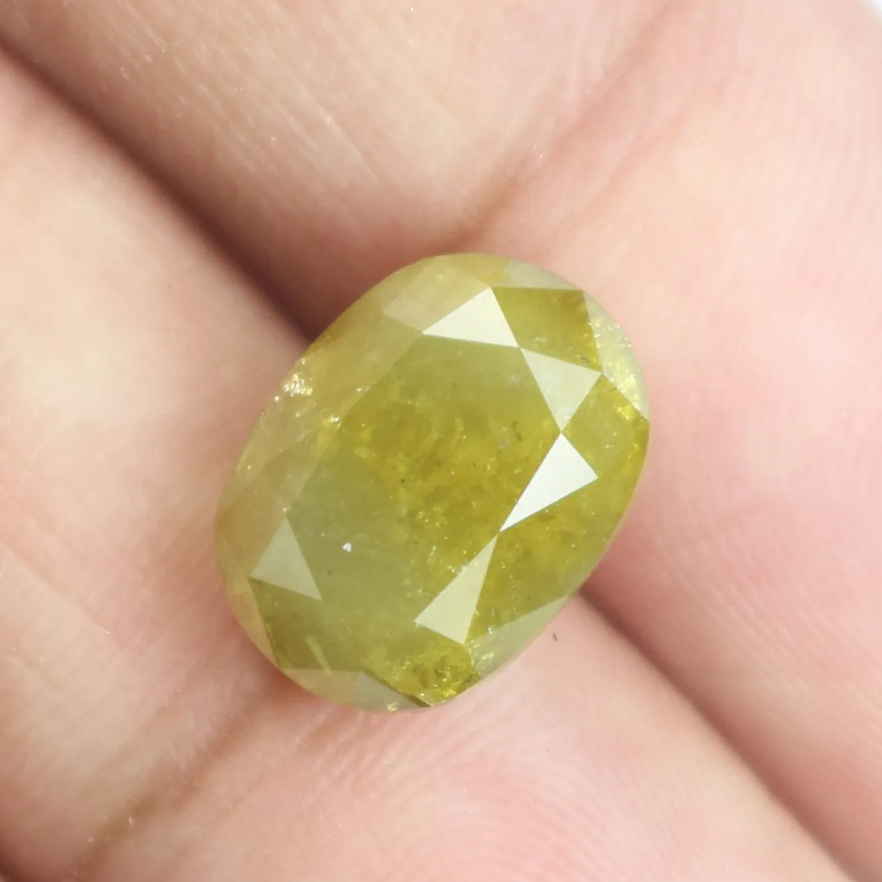 5.01 CT Natural Loose Oval Shape Diamond Yellow Color Oval Shape Diamond 11.40 MM Natural Loose Green Color Oval Rose Cut Diamon