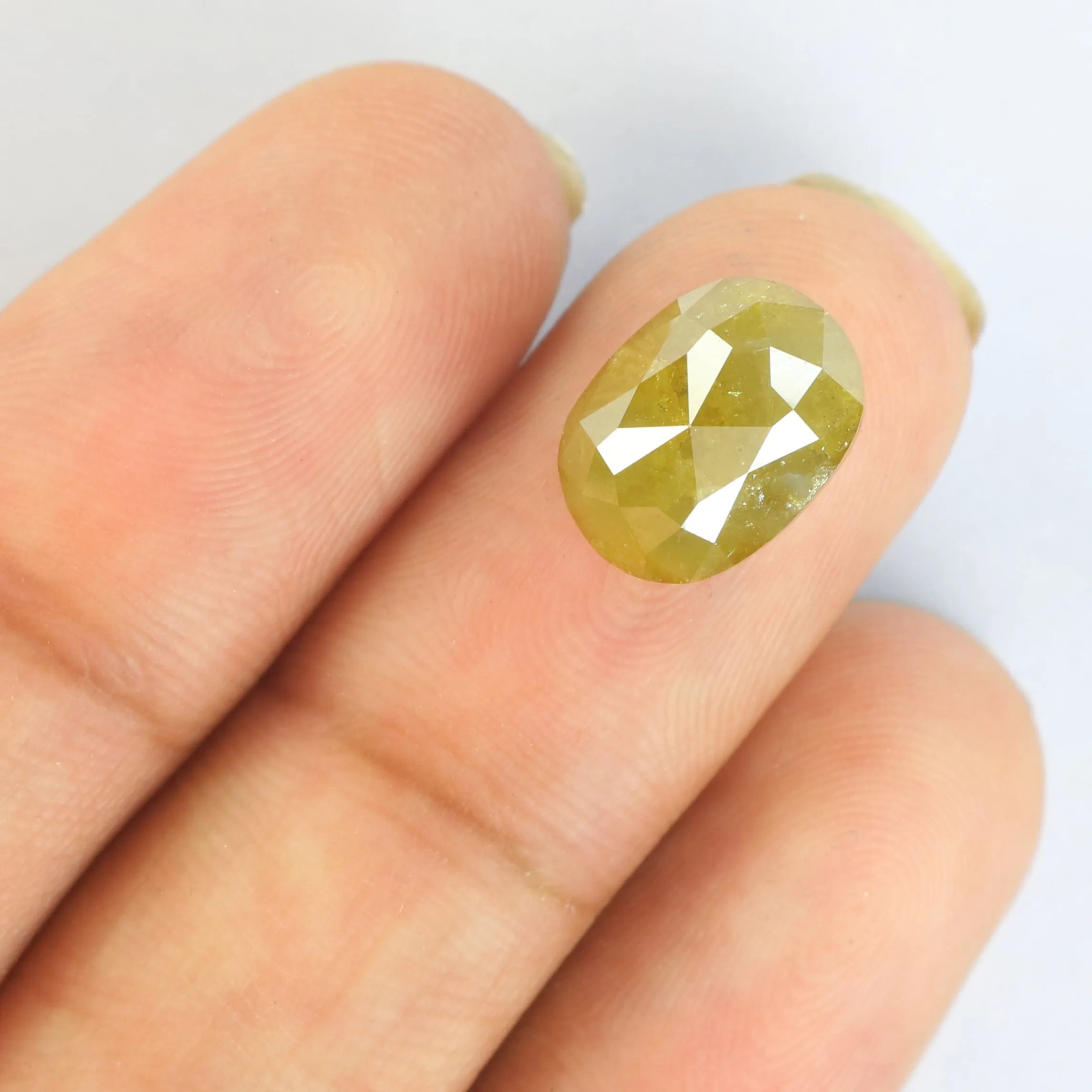 5.01 CT Natural Loose Oval Shape Diamond Yellow Color Oval Shape Diamond 11.40 MM Natural Loose Green Color Oval Rose Cut Diamon