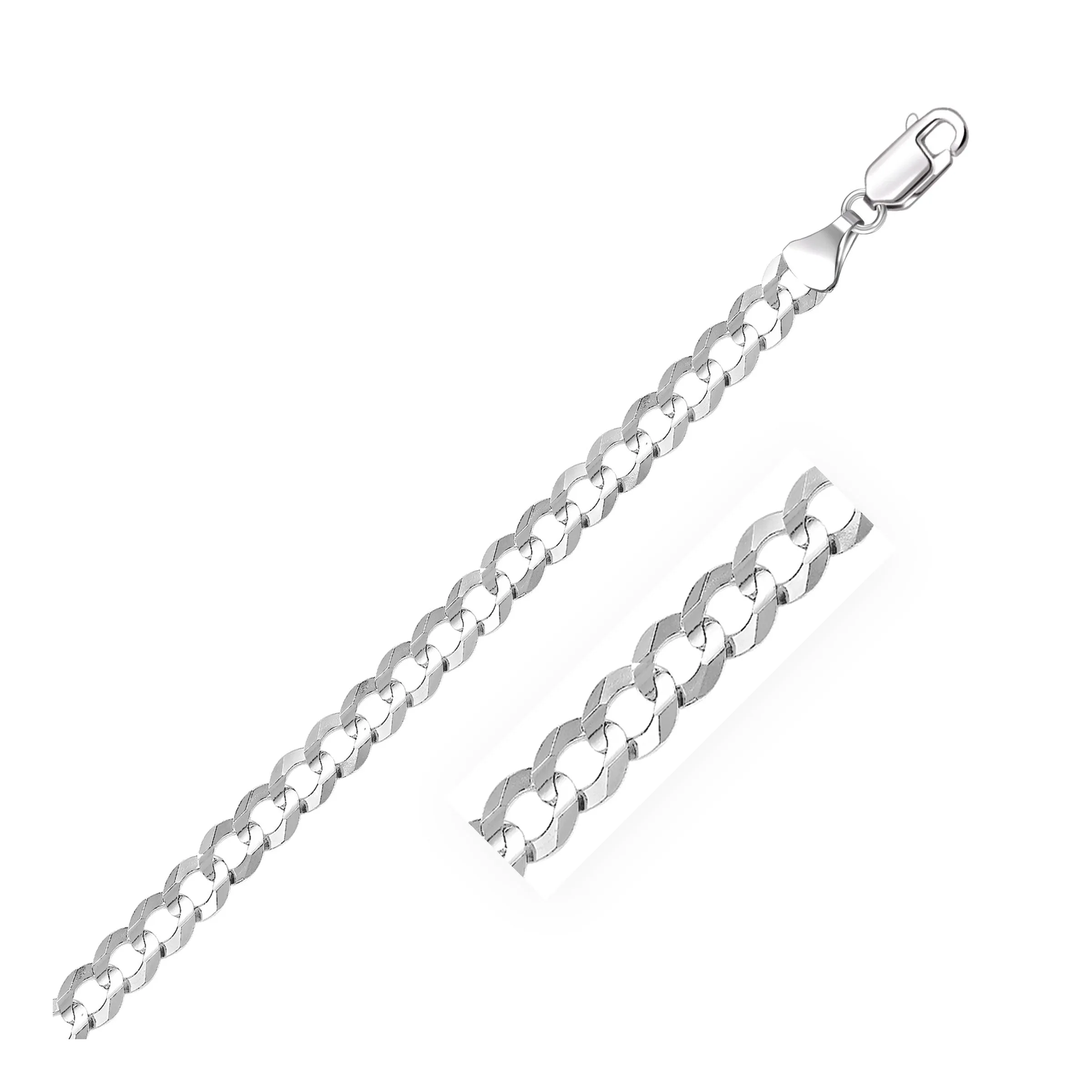 5.7mm 14k White Gold Solid Curb Chain-rx57949-20
