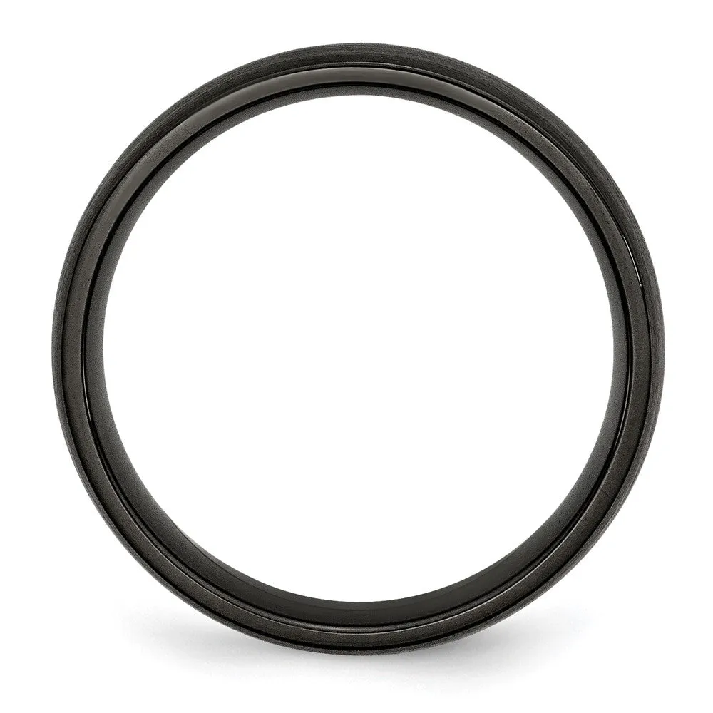 6mm Black Plated Stainless Steel Brushed Domed Band