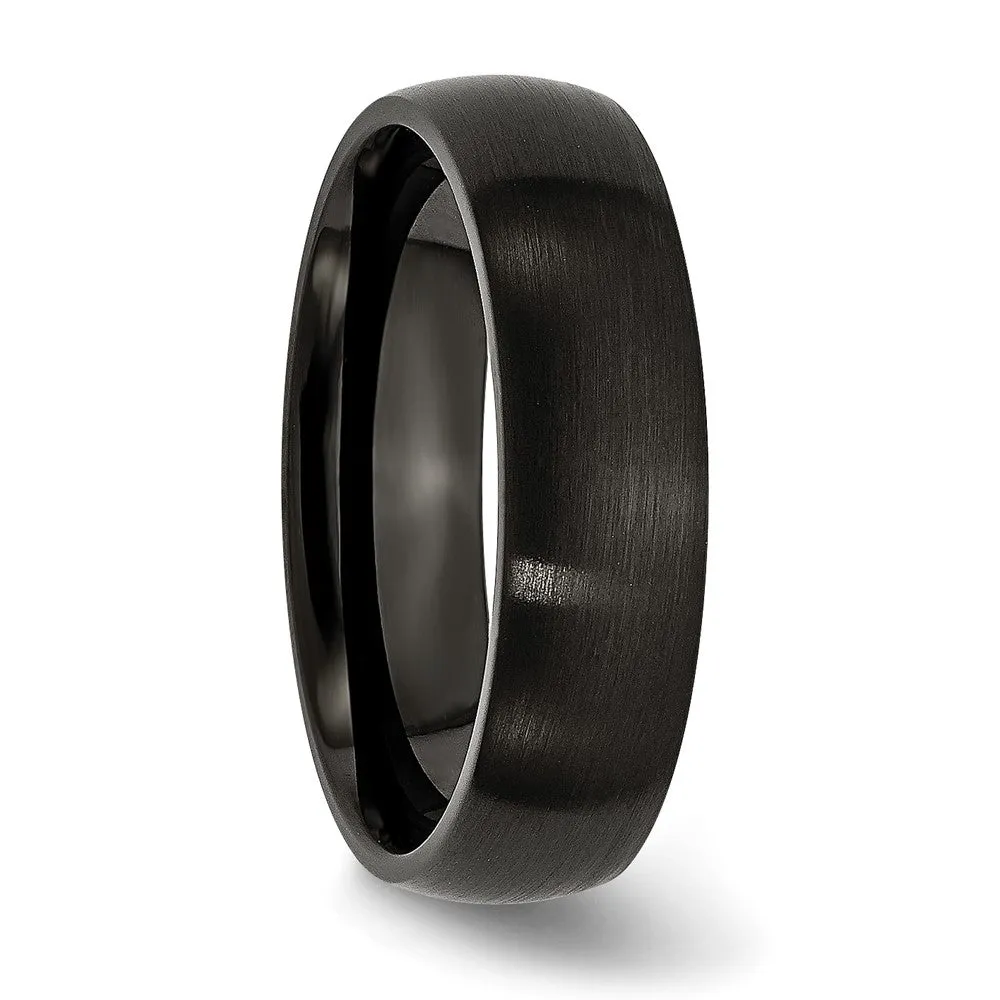 6mm Black Plated Stainless Steel Brushed Domed Band