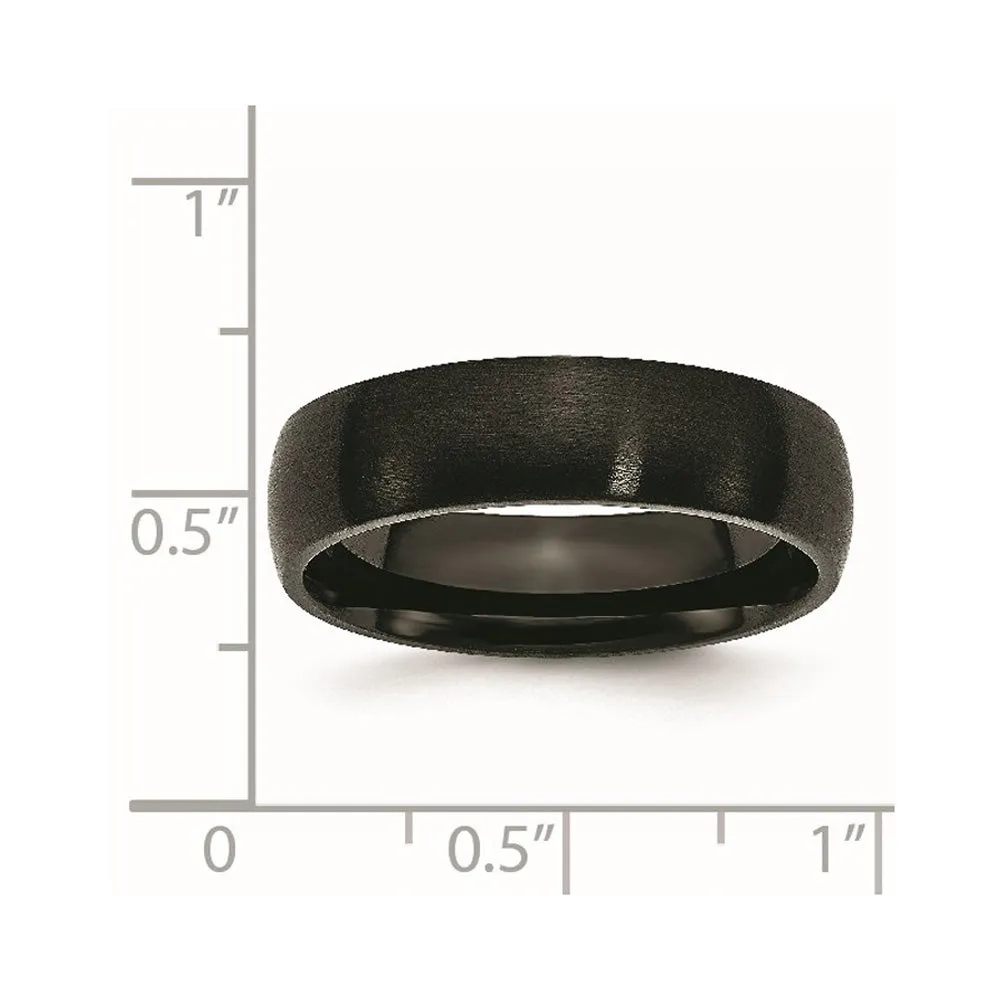 6mm Black Plated Stainless Steel Brushed Domed Band