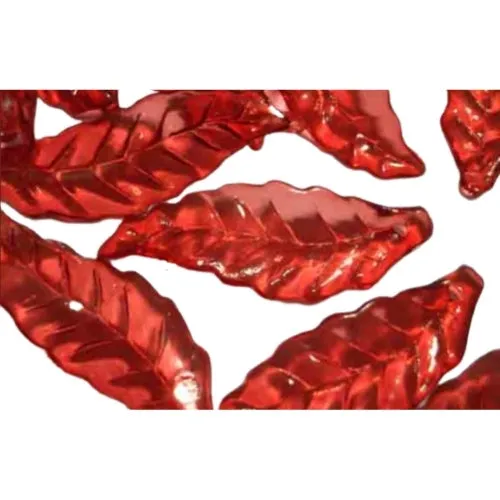 Acrylic Beads, Leaf, Transparent, Red, 28mm