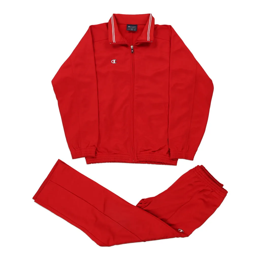 Age 9-10 Champion Full Tracksuit - Small Red Polyester