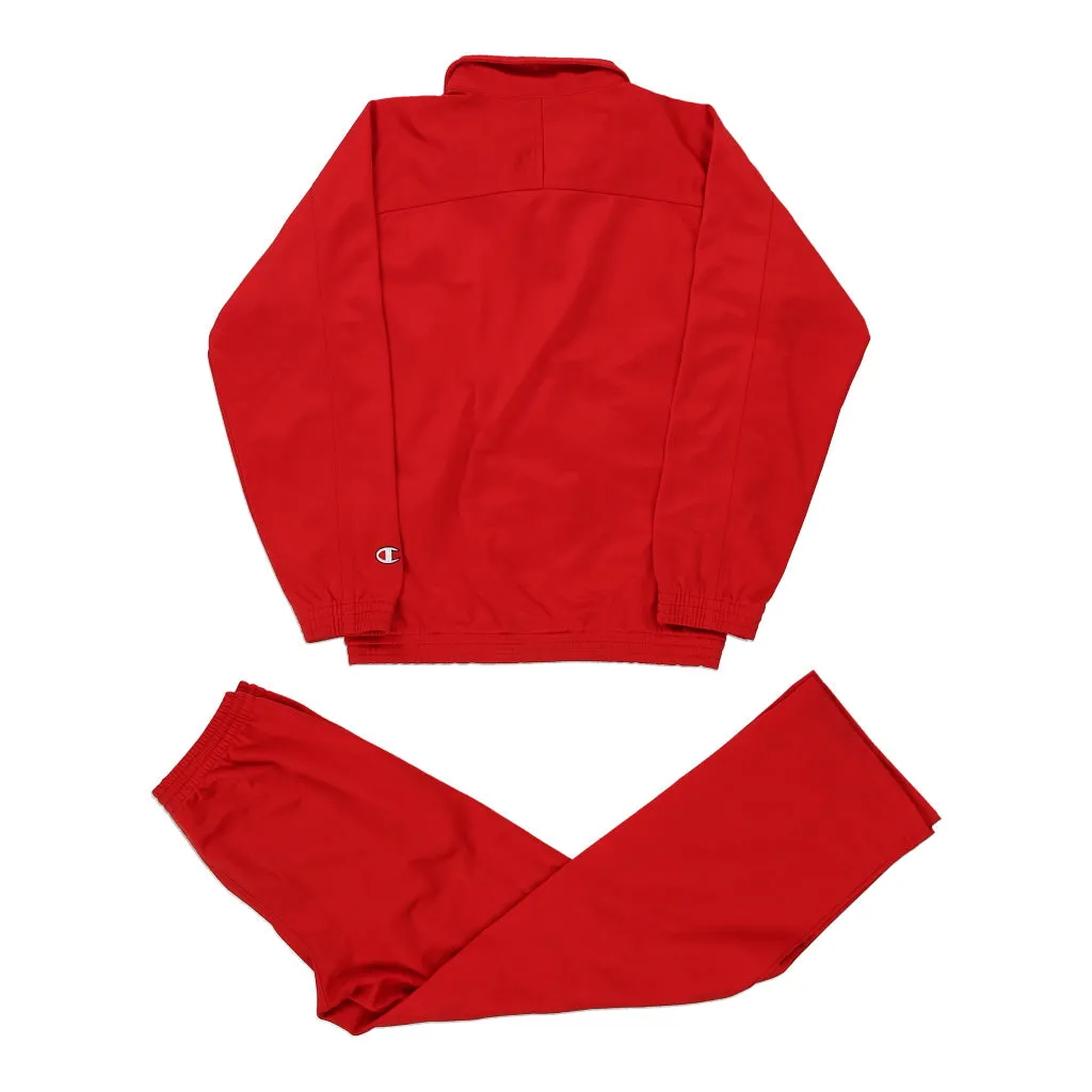 Age 9-10 Champion Full Tracksuit - Small Red Polyester