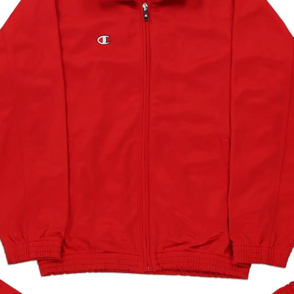 Age 9-10 Champion Full Tracksuit - Small Red Polyester