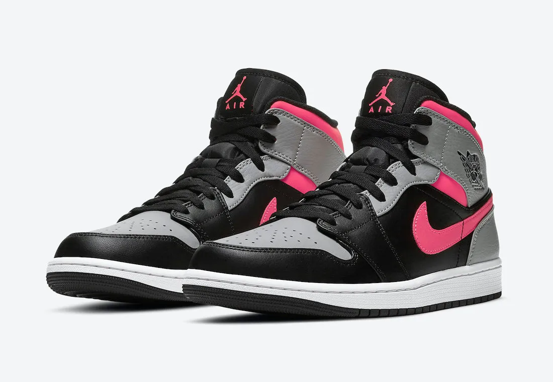 Air Jordan 1 Mid Pink Shadow Black Light Smoke Grey 554724-059