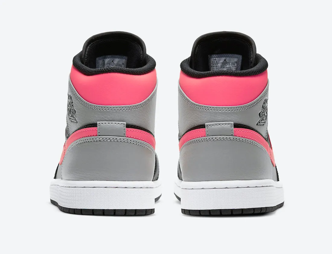 Air Jordan 1 Mid Pink Shadow Black Light Smoke Grey 554724-059