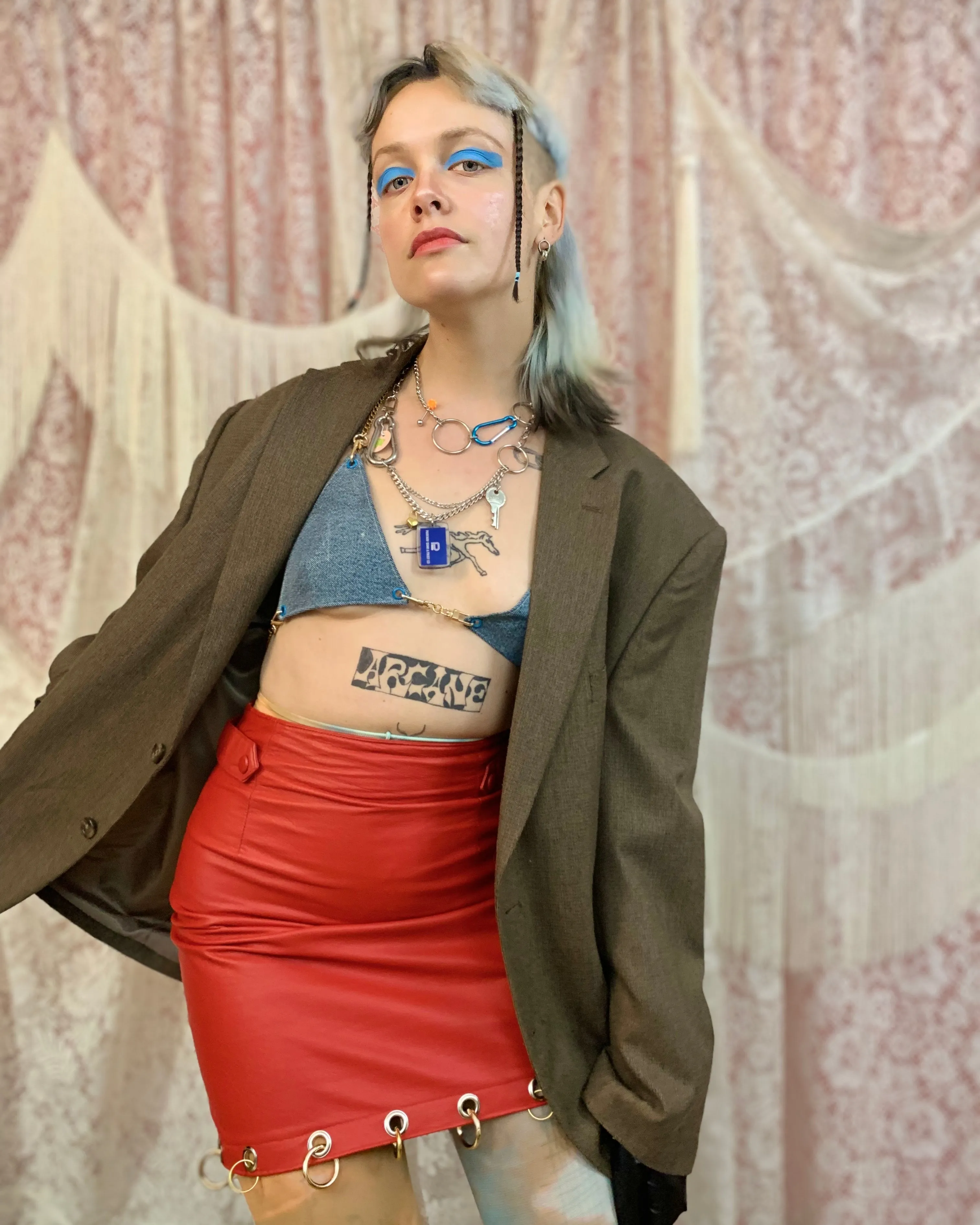Amoeba pierced carabiner necklace
