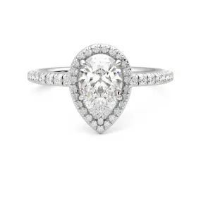 Anillo Radiance Halo Pavé Diamante y Oro Blanco 18k