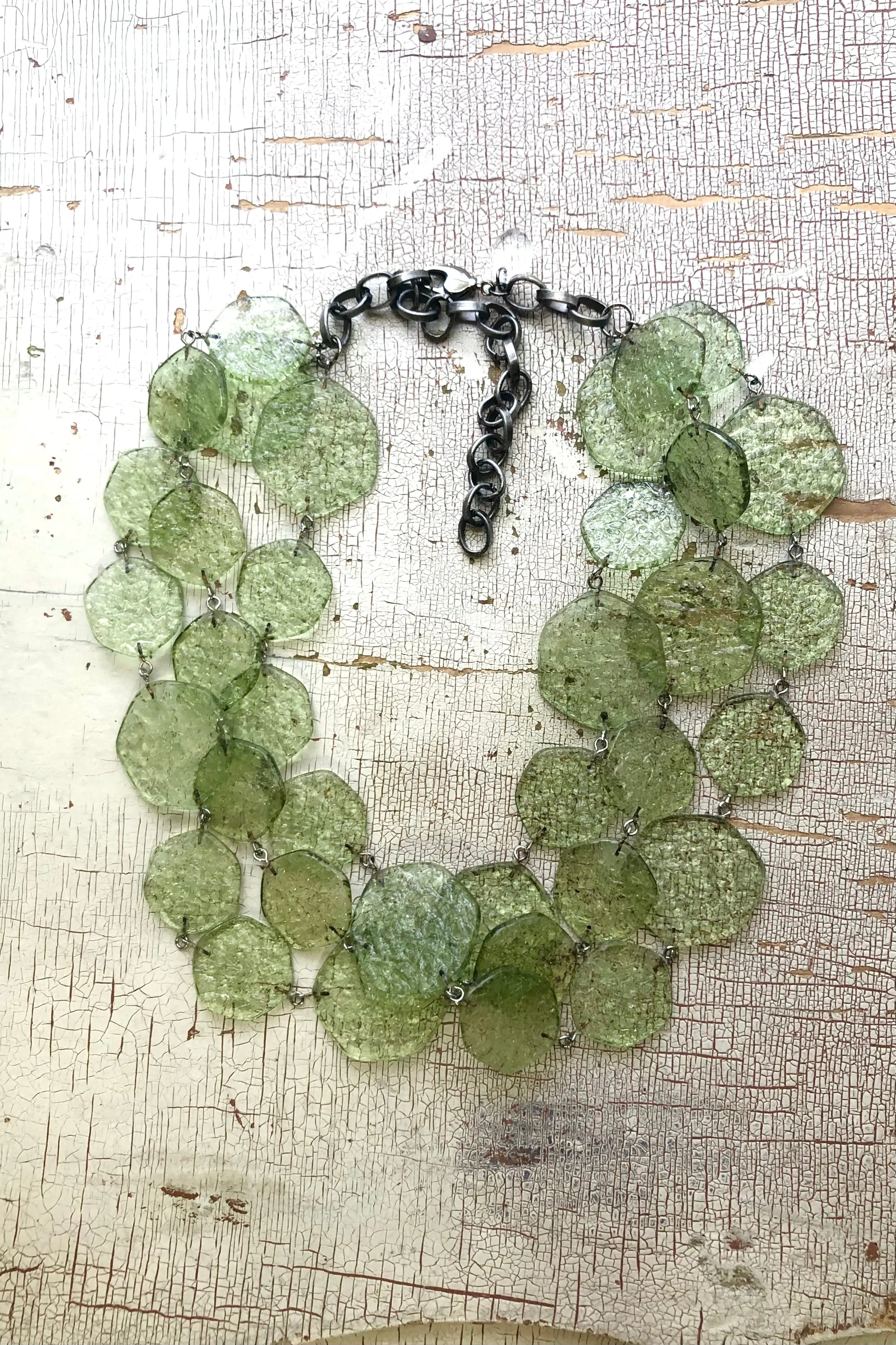 Apple Green 'Stained Glass' Ice Chip Necklace