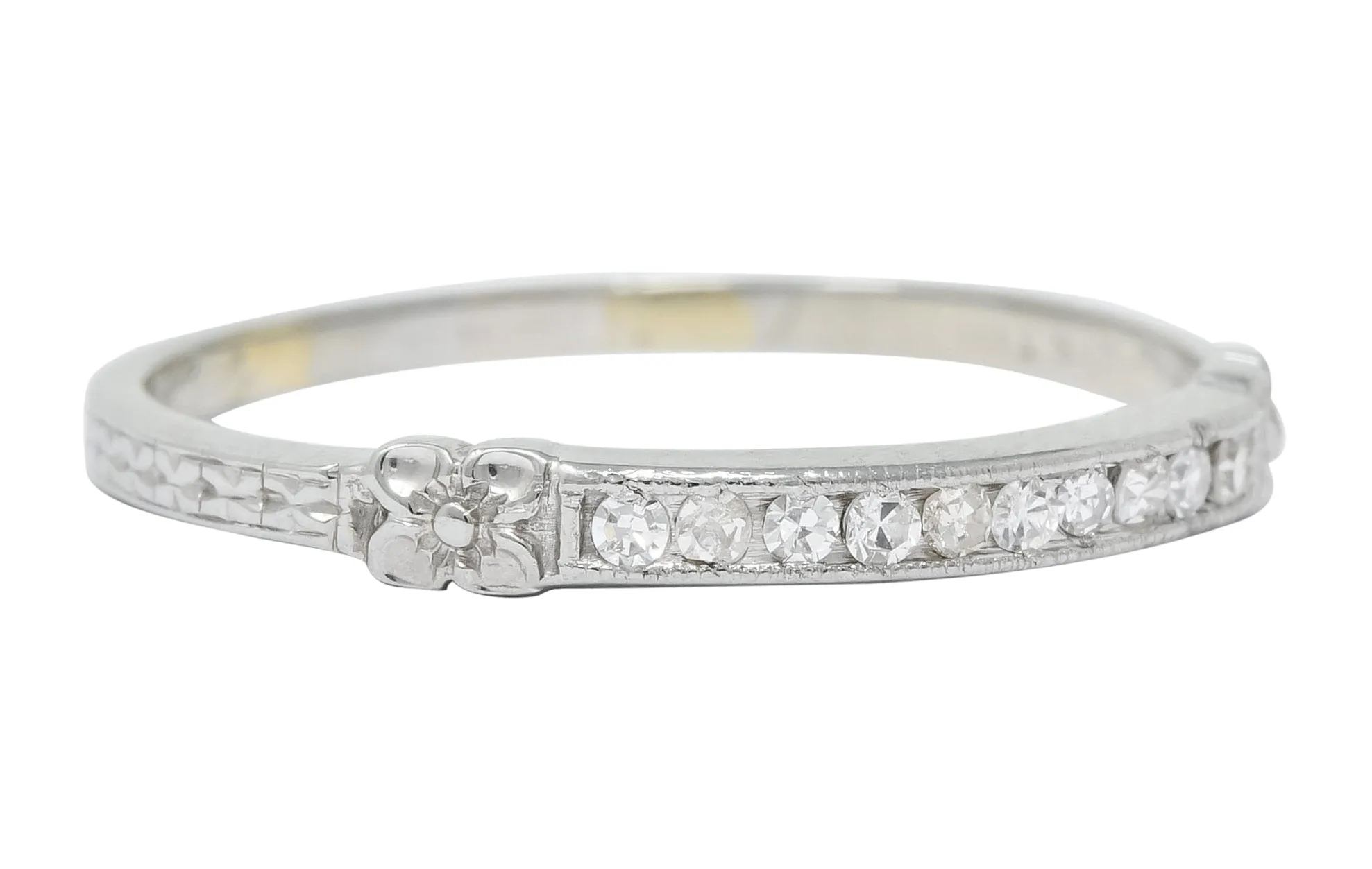 Art Deco Diamond 18 Karat White Gold Anniversary Band Ring