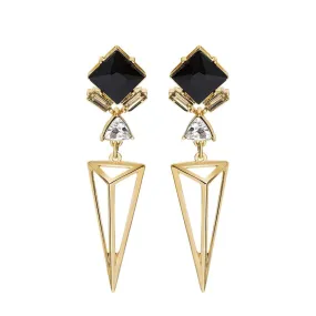 Art Deco Style Black and Gold Geometric Earrings