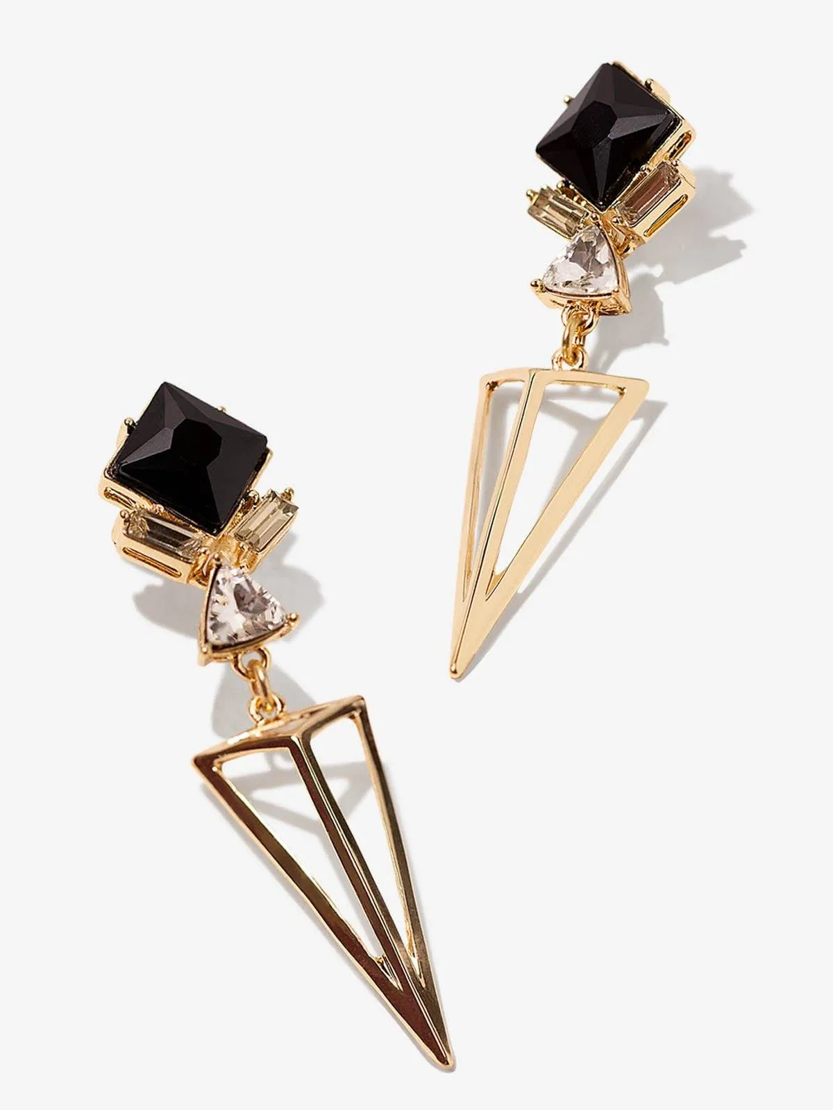 Art Deco Style Black and Gold Geometric Earrings