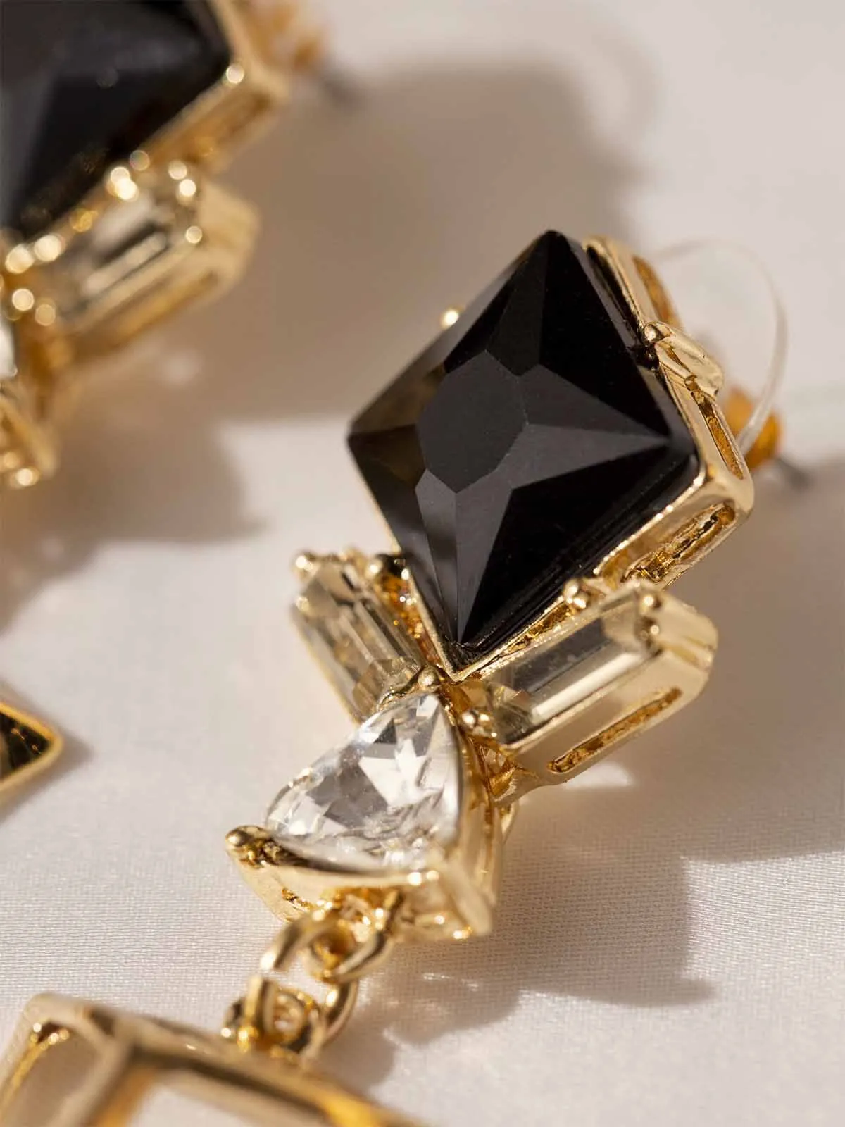 Art Deco Style Black and Gold Geometric Earrings