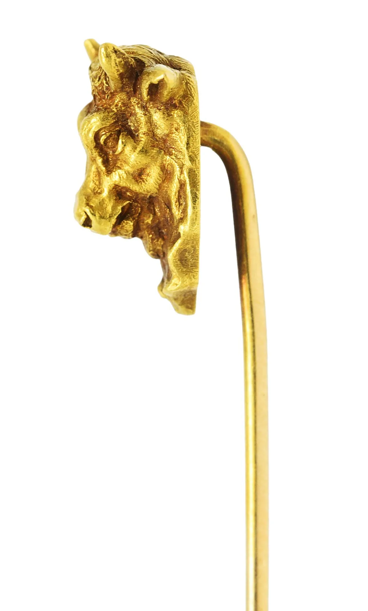 Art Nouveau 18 Karat Yellow Gold Taurus Zodiac Stick Pin