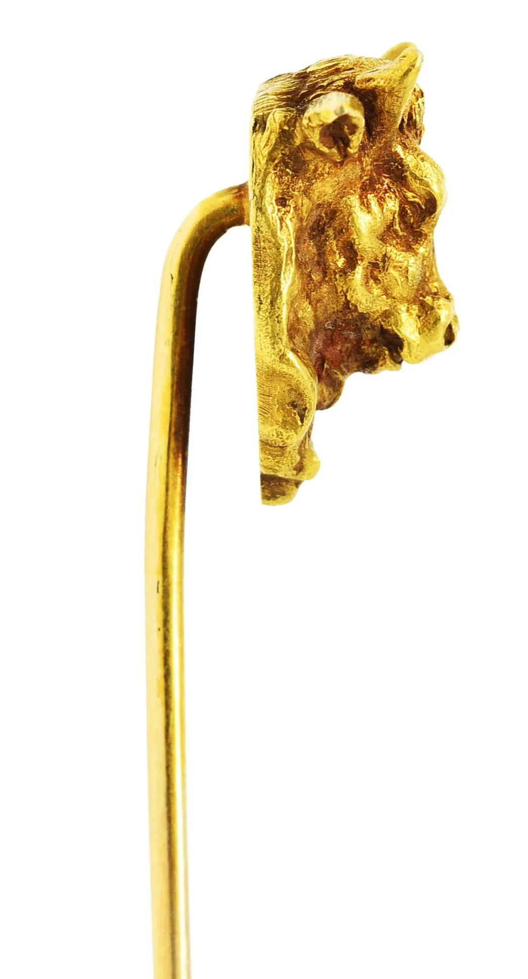 Art Nouveau 18 Karat Yellow Gold Taurus Zodiac Stick Pin