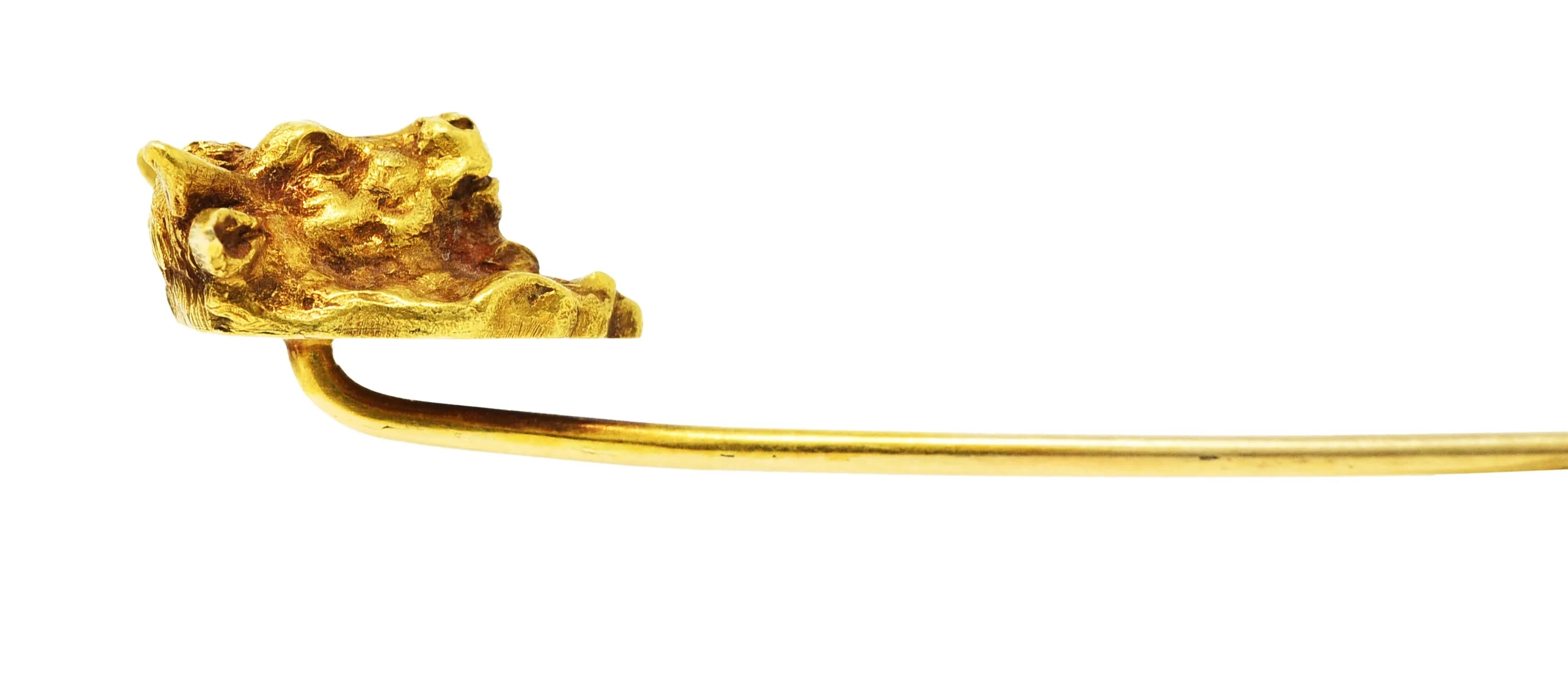 Art Nouveau 18 Karat Yellow Gold Taurus Zodiac Stick Pin