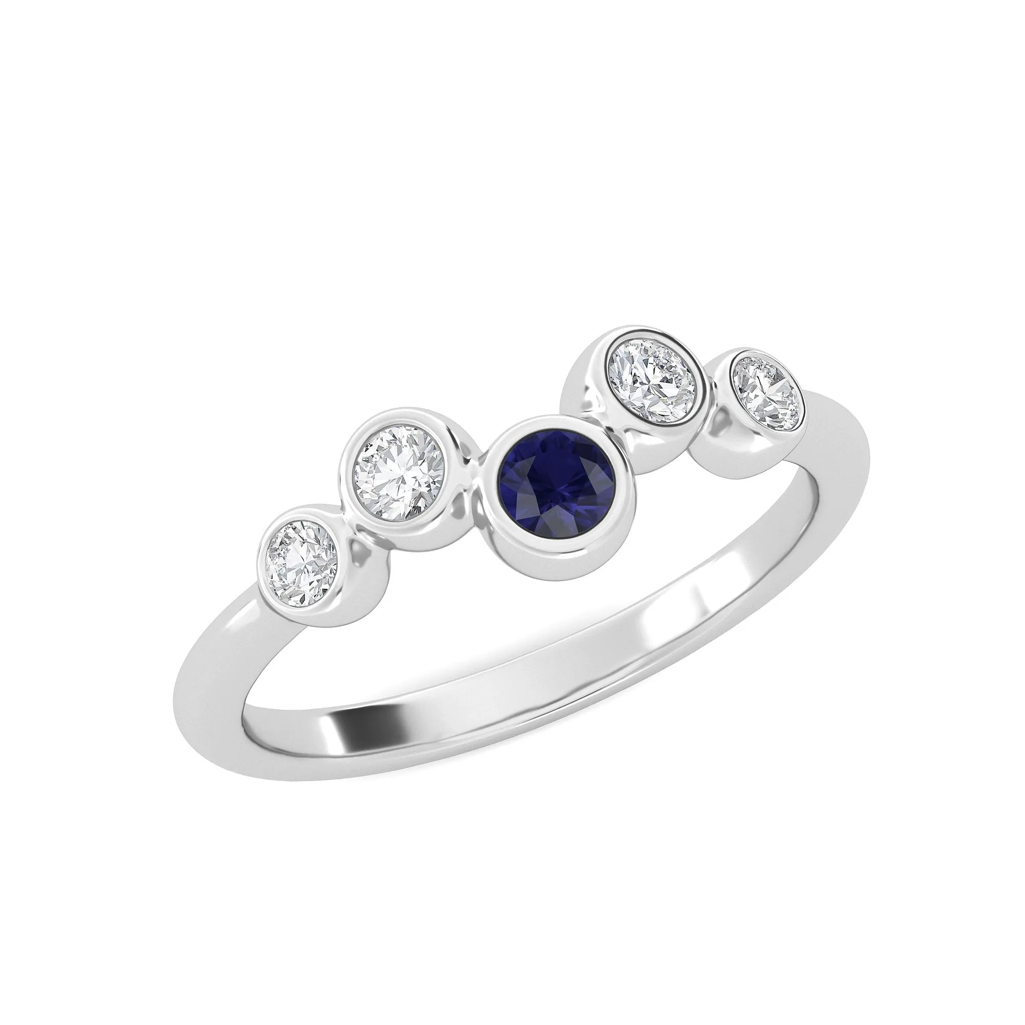 AUTRE -  14k White Gold 0.35ct Lab Grown Diamond and Sapphire Ring