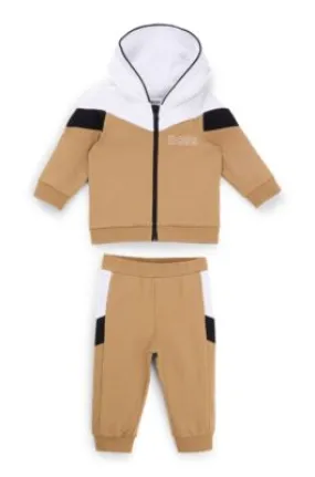 Baby tracksuit in stretch cotton with logo prints