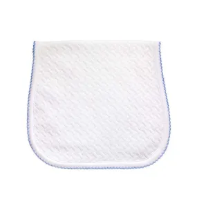 Basketweave Burp Cloth - Blue Picot Trim