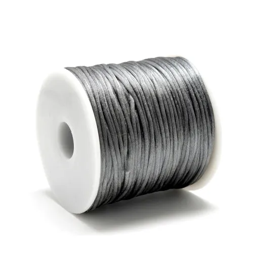 Beading Cord, Nylon Cord, Rattail, Satin Cord, Dark Grey, 1mm