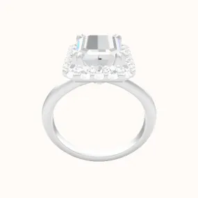 Beveled Solitaire Engagement Ring With Halo with Double Prong Head