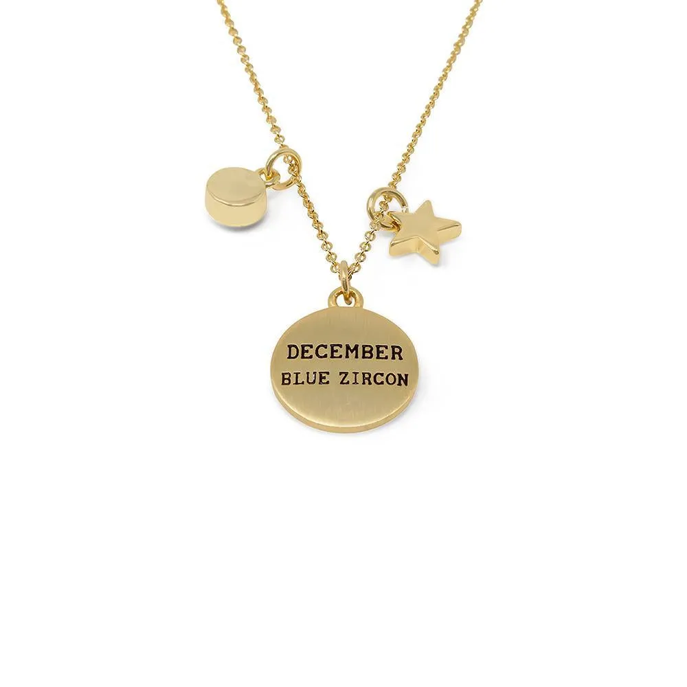 Birthstone Necklace December Gold Plated