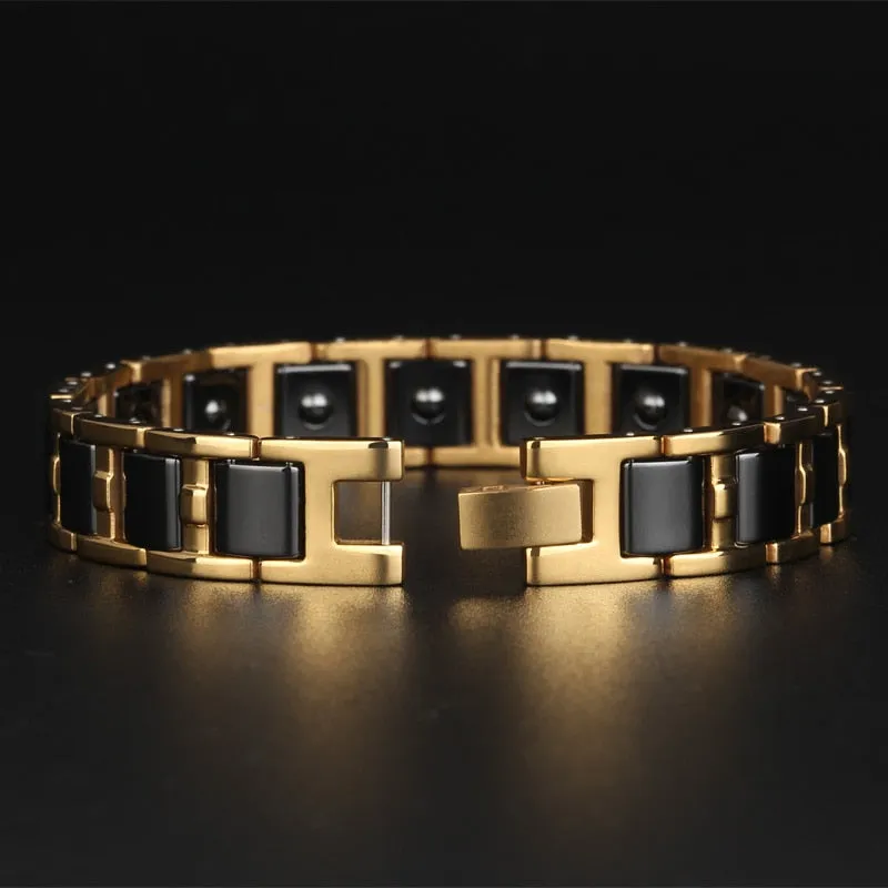 Black Gold Ceramic Stainless Steel Magnetic Luxury Bracelet