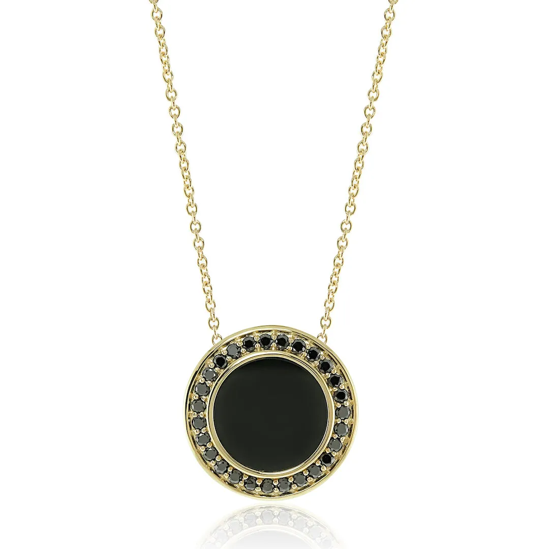 Black Jade & Black Diamond Pendant Necklace