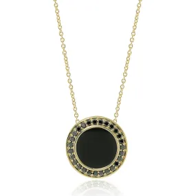 Black Jade & Black Diamond Pendant Necklace