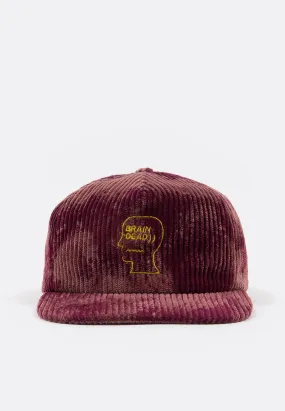 Bleached Cord Logo Head Hat - burgandy