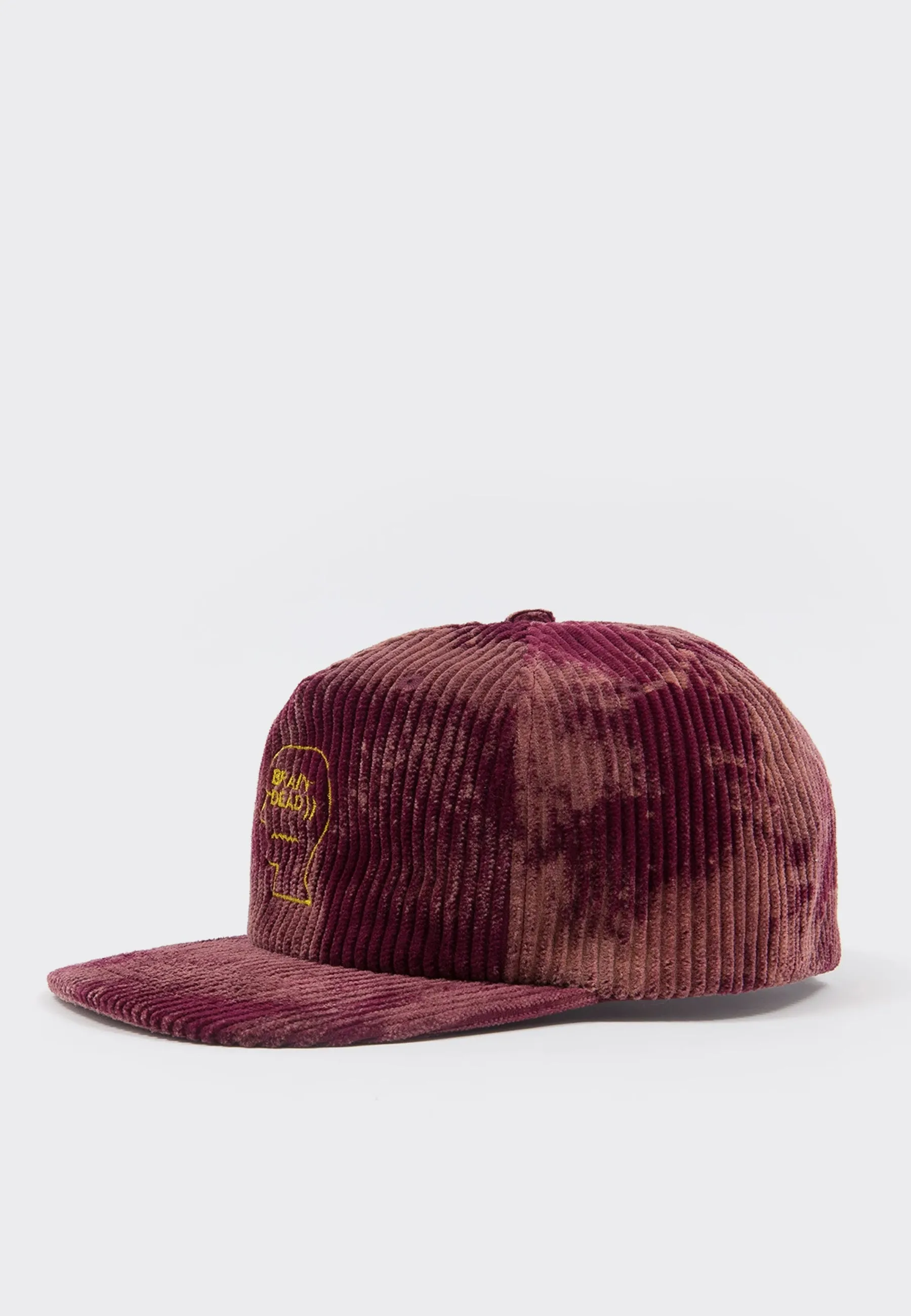 Bleached Cord Logo Head Hat - burgandy