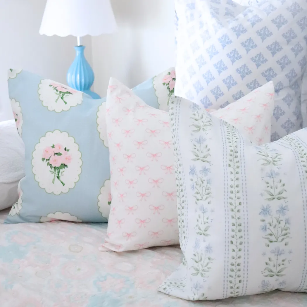 Blue and Green trellis cushion cover