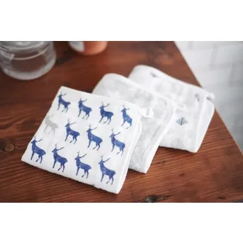 Blue Deer Washcloth Set of 3