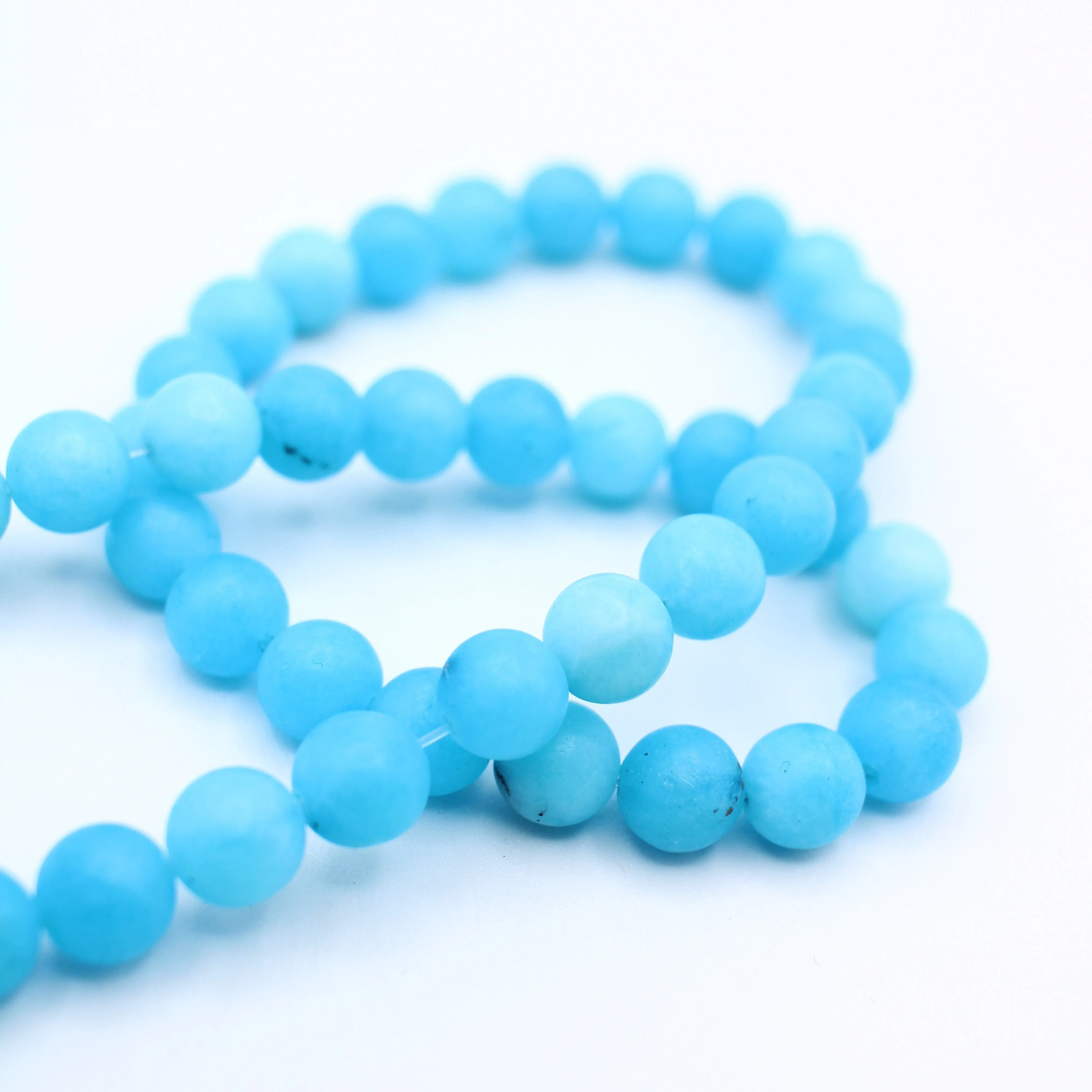 Blue Dyed Quartz Bead Strand