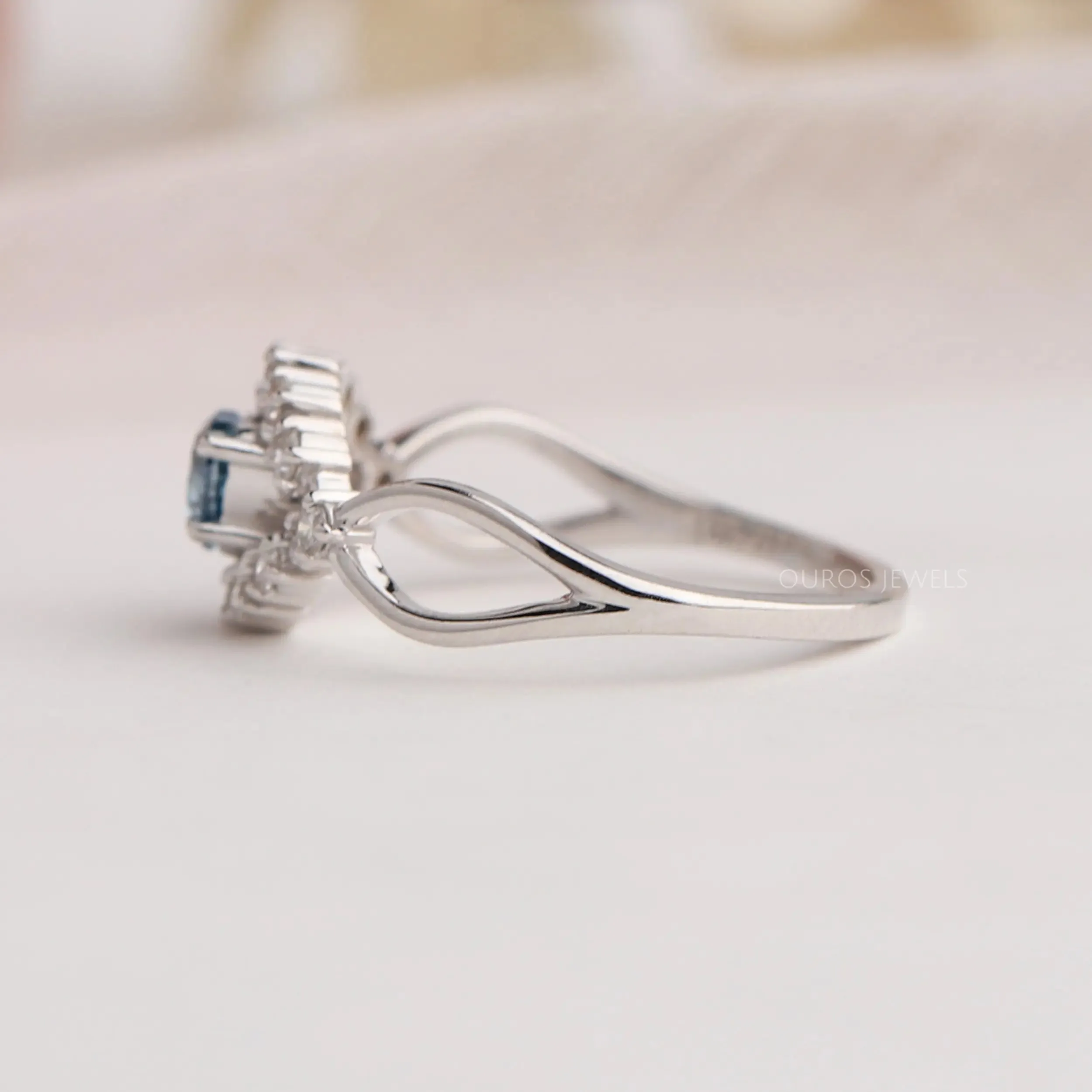 Blue Heart Cut Halo Infinity  Diamond Ring