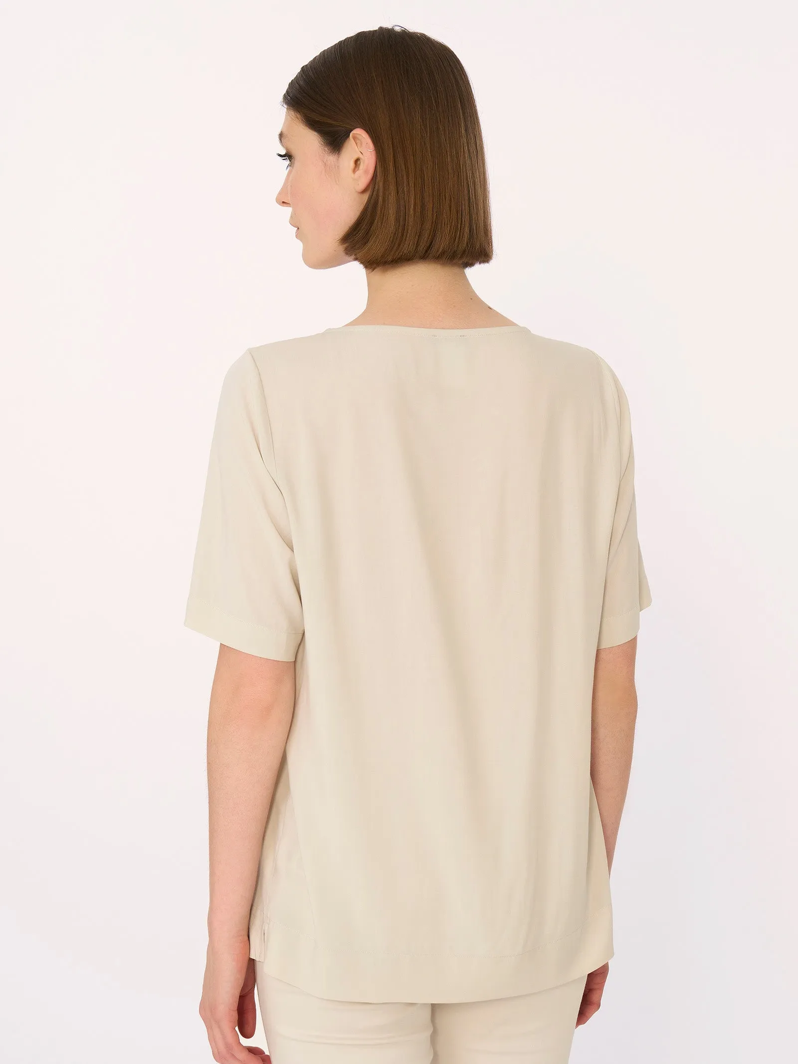 Blusa a manica corta in Ecoseta - Quiet Green