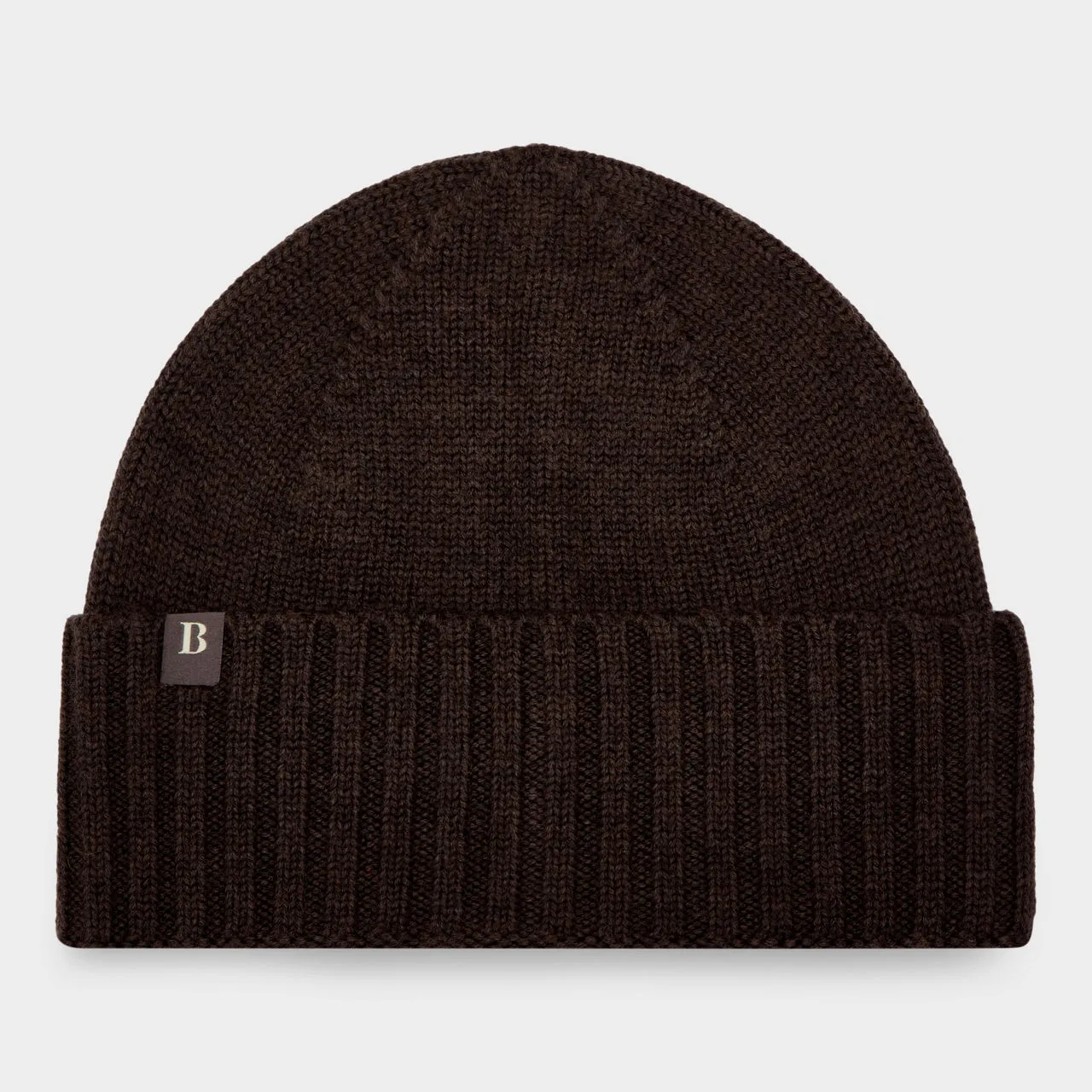 BOGGI MILANO Ribbed Logo Beanie Hat - Dark Brown