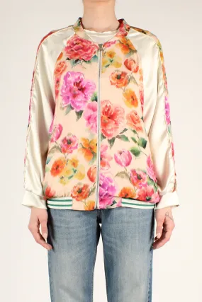 Bomber Stampa Fiori con Bande