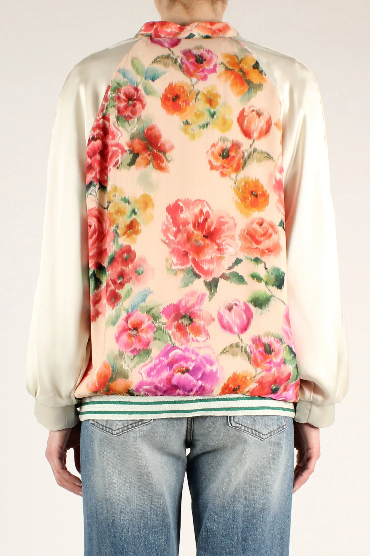 Bomber Stampa Fiori con Bande