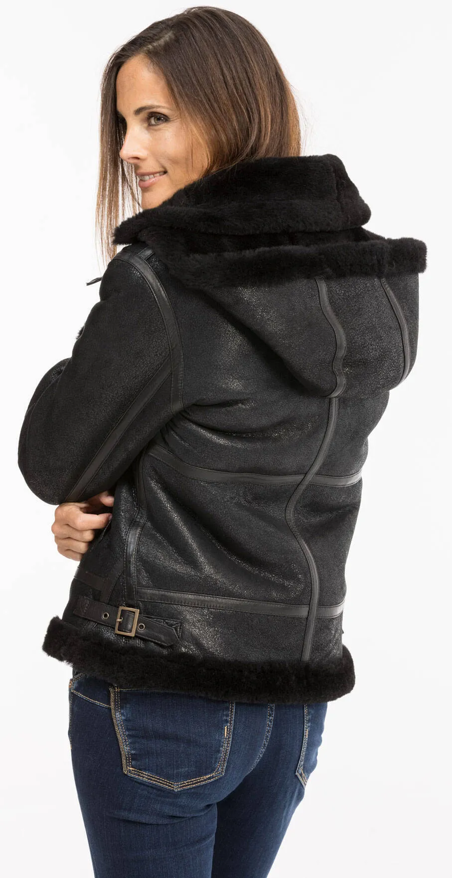 Bomber woman black hood bomber