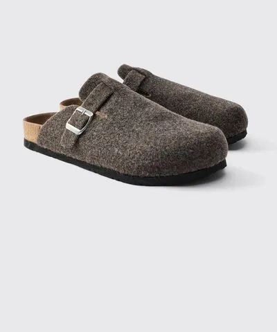 boohoo Mens Brown Felt Mule