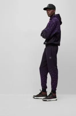 BOSS x Khaby Relaxed-fit cotton-blend tracksuit bottoms with gradient monograms