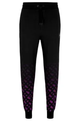 BOSS x Khaby Relaxed-fit cotton-blend tracksuit bottoms with gradient monograms