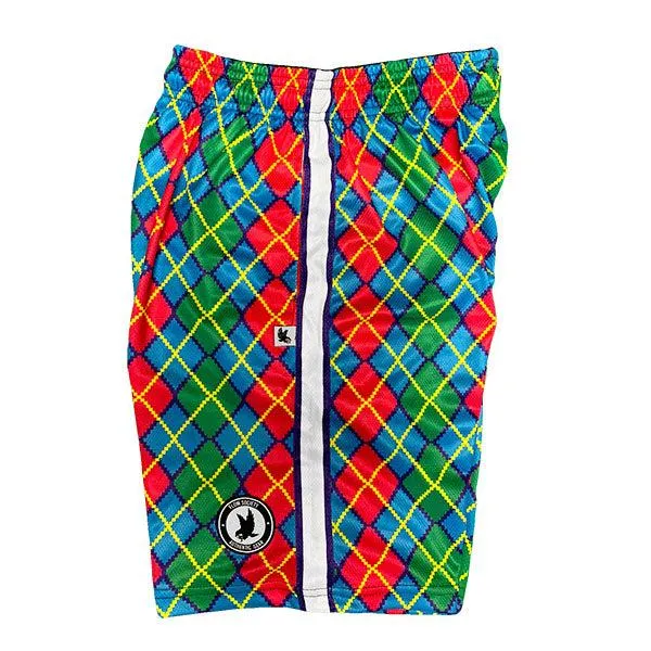 Boys Pink & Green Pixel Argyle Short